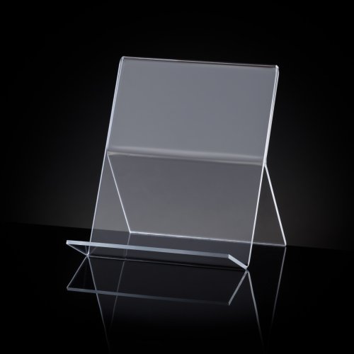 Plexi stand for electronics and mobile phones with the possibility of inserting a label with a label. Stand type AKR-S57