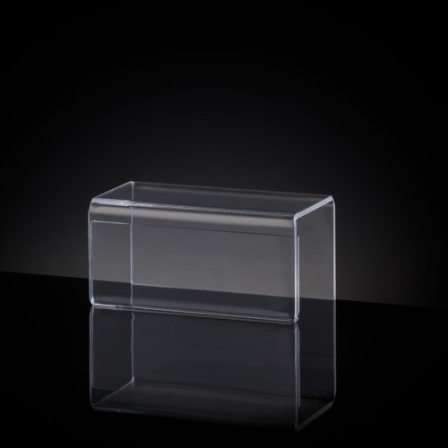 Plexi arrangement stand. Suitable as a stand for exhibits or products. From the front side of the insert label. Material clear plexiglass