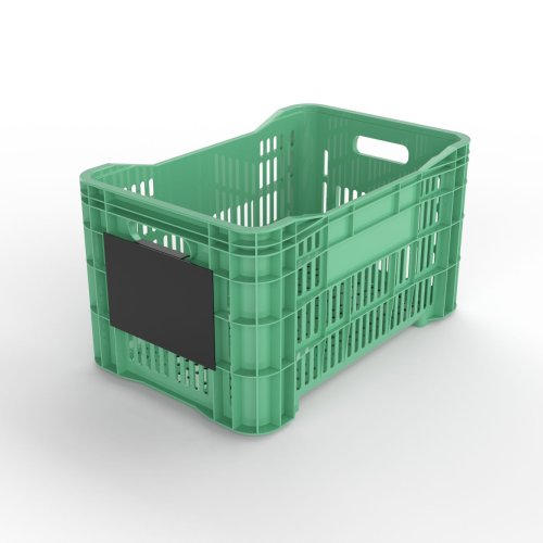 These black signs can be hung inside the handle of the crate. The labels are designed for labelling fruit and vegetables and can be marked with chalk markers