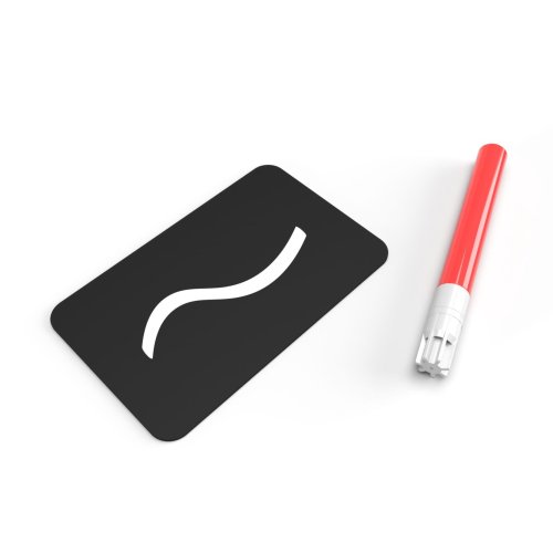 Black plastic price tags to write on with chalk markers. Variant with rounded corners - R