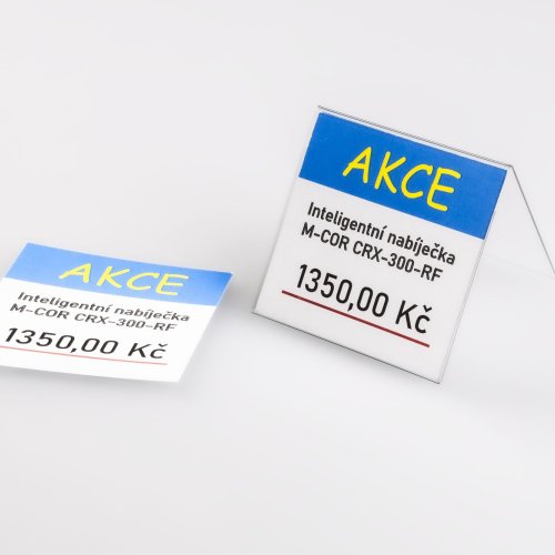 Stand made of transparent plastic for inserting a label with a price tag - type PVC-S3.