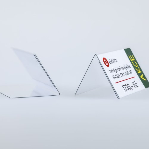 Stand made of transparent plastic for inserting a label with a price tag - type PVC-S3.