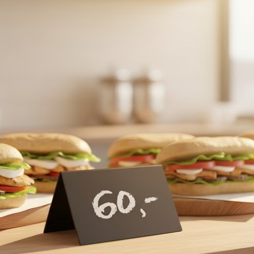 Černý plastový stojánek popisovatelný křídovým popisovačem