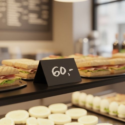 Černý plastový stojánek popisovatelný křídovým popisovačem